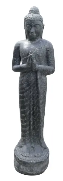 Product image 1 of the product “Standing Buddha, India, 158 cm height, cast stone, handcrafted & coloured 158 cm”